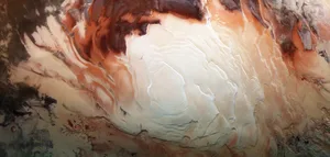 Snow and muddy Martian soil at Mars’s South Pole, as seen by the Mars Express orbiter. Credit: ESA/DLR/FU Berlin / Bill Dunford Snow and muddy Martian soil at Mars's South Pole, as seen by the Mars Express orbiter. Credit: ESA/DLR/FU Berlin / Bill Dunford