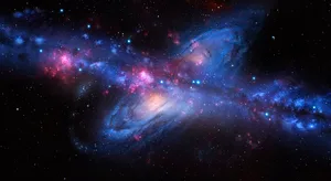 Artist’s impression of the Andromeda Milky Way collision. Credit: Mark Garlick / Science Photo Library / Getty Images Artist's impression of the Andromeda Milky Way collision. Credit: Mark Garlick / Science Photo Library / Getty Images