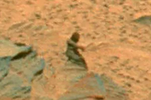 Martian rover Spirit captured this image in 2007. The dark ‘female figure’ is, in reality, just an oddly shaped rock. NASA/JPL-Caltech/Cornell University Martian rover Spirit captured this image in 2007. The dark ‘female figure’ is, in reality, just an oddly shaped rock. NASA/JPL-Caltech/Cornell University
