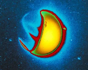 The first image of UV light from Earth’s outer atmosphere, the geocorona, captured by the telescope designed and built by George Carruthers. The telescope captured the image while on the Moon during Apollo 16. Credit: G. Carruthers (NRL) et al./Far UV Camera/NASA/Apollo 16 The first image of UV light from Earth's outer atmosphere, the geocorona, captured by the telescope designed and built by George Carruthers. The telescope captured the image while on the Moon during Apollo 16. Credit: G. Carruthers (NRL) et al./Far UV Camera/NASA/Apollo 16