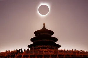 A solar eclipse over Beijing, China. Credit: AscentXmedia A solar eclipse over Beijing, China. Credit: AscentXmedia