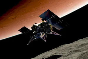 jaxa mmx Artist's impression of the MMX mission landing on Mars's moon Phobos. Credit: JAXA