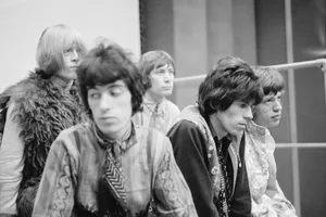 Rolling Stones 1967 The Rolling Stones in psychedelic clothes while promoting Their Satanic Majesties Request. Left to right: Brian Jones, Bill Wyman, Charlie Watts, Keith Richards, and Mick Jagger