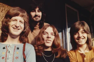 Badfinger 1971 Badfinger, London, February 1971. Left to right: singer/guitarist Pete Ham (1947 - 1975), bassist Tom Evans (1947 - 2003), drummer Mike Gibbins (1949 - 2005) and guitarist Joey Molland.