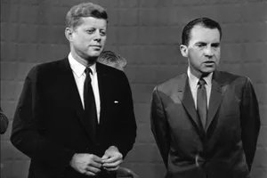 Kennedy & Nixon Presidential candidates John F. Kennedy and Richard Nixon prior to their first debate at WBBM-TV in Chicago in 1960