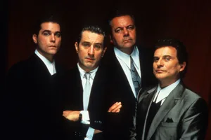 Goodfellas Ray Liotta, Robert De Niro, Paul Sorvino, and Joe Pesci publicity portrait for the film 'Goodfellas', 1990