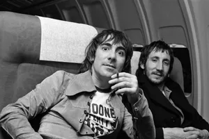 notorious rock tours – The Who Members of The Who rock group. Drummer Keith Moon and guitarist Pete Towshend on their plane for the flight home. 8th December 1973
