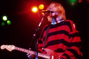 Kurt-Cobain-1993 Kurt Cobain performing live onstage at Roseland Ballroom, New Music Seminar, US, 23rd July 1993