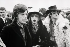 strange albums – Their Satanic Majesties Request Rolling Stones members Mick Jagger, Brian Jones and Keith Richards arriving at Zurich Airport, September 1967