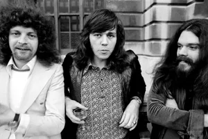 ELO 1972 Electric Light Orchestra, ELO, 25th April 1972, L-R Jeff Lynne, Bev Bevan, Roy Wood