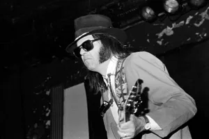Neil Young 1988 Neil Young And The Bluenotes perform at The World on April 18, 1988 in New York City