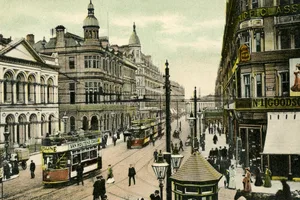 Royal Avenue and Castle Junction A 19th-century view of a Belfast street