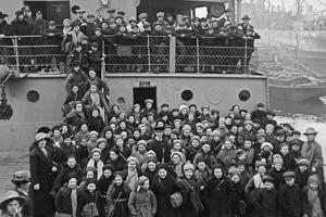Barnardo’s Children Emigrate To Canada Children from Barnardo's homes for orphaned or destitute children, on board the SS Sicilian at Surrey Commercial Docks, London, before emigrating to Canada, 11th March 1920. They are the first party of Barnardo children to leave for Canada after World War I. (Photo by H. F. Davis/Topical Press Agency/Hulton Archive/Getty Images)