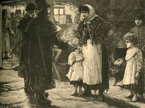 A tithe proctor visits a family in Ireland to fill in a tithe applotment book, 1830s A tithe proctor visits a family in Ireland to fill in a tithe applotment book, 1830s