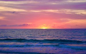 Scenic view of sea against orange sky,Fort Lauderdale,Florida,United States,USA
