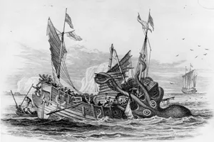 The Kraken Circa 1650, A kraken attacking a ship.