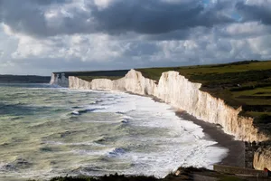 Storm Clouds and Rain Moving Over the Seven Sisters Cliffs Storm clouds and rain moving over the Seven Sisters Cliffs