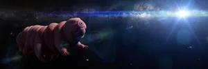 tardigrade in the vacuum open space, water bear in front of the galaxy Getty