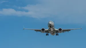 Amazing American Airlines Miami, United States - June 10, 2025: American Airlines airplane landing at Miami International Airport.