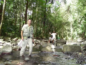 Chris in field Iliah and Jim (1) Chris Austin in New Guinea