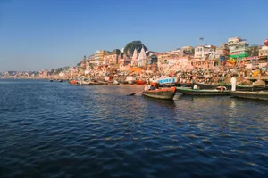Town on the Ganges A local town on the Ganges River.