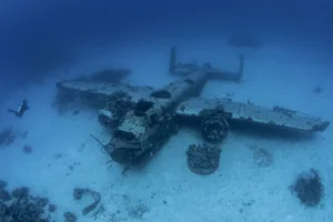 WWII airplane, Kwajalein Atoll, Marshall Islands B-25 WWII Airplane, Kwajalein Atoll, Marshall Islands
