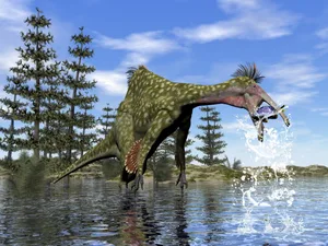 Deinocheirus Deinocheirus dinosaur fishing by day