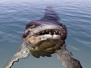 Rhizodus Computer generated 3D illustration with the prehistoric fish Rhizodus