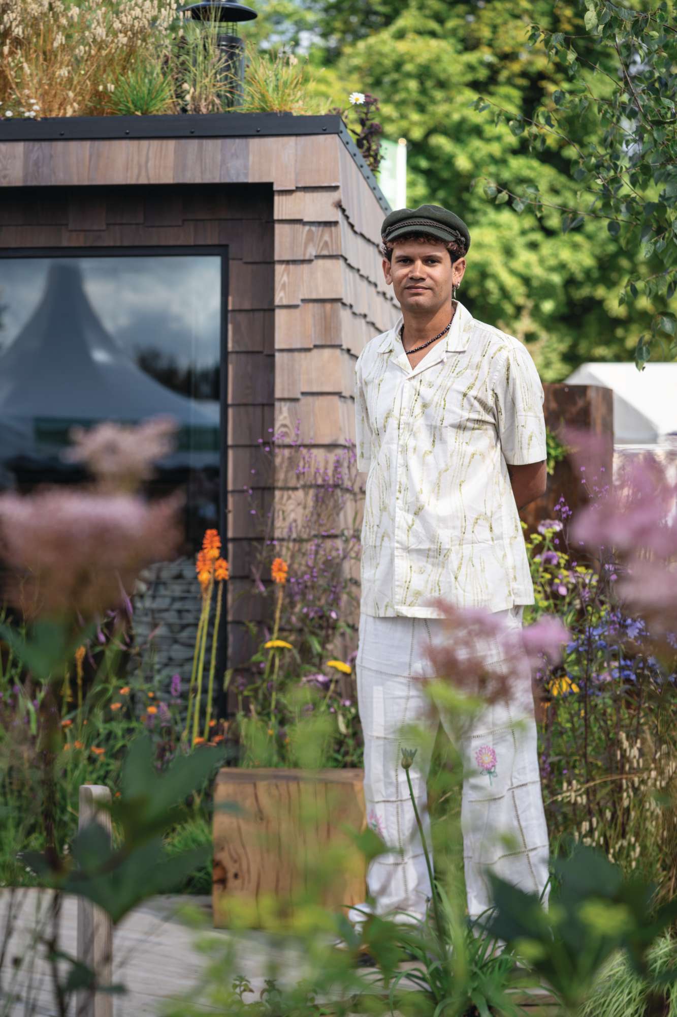 Man stood in garden