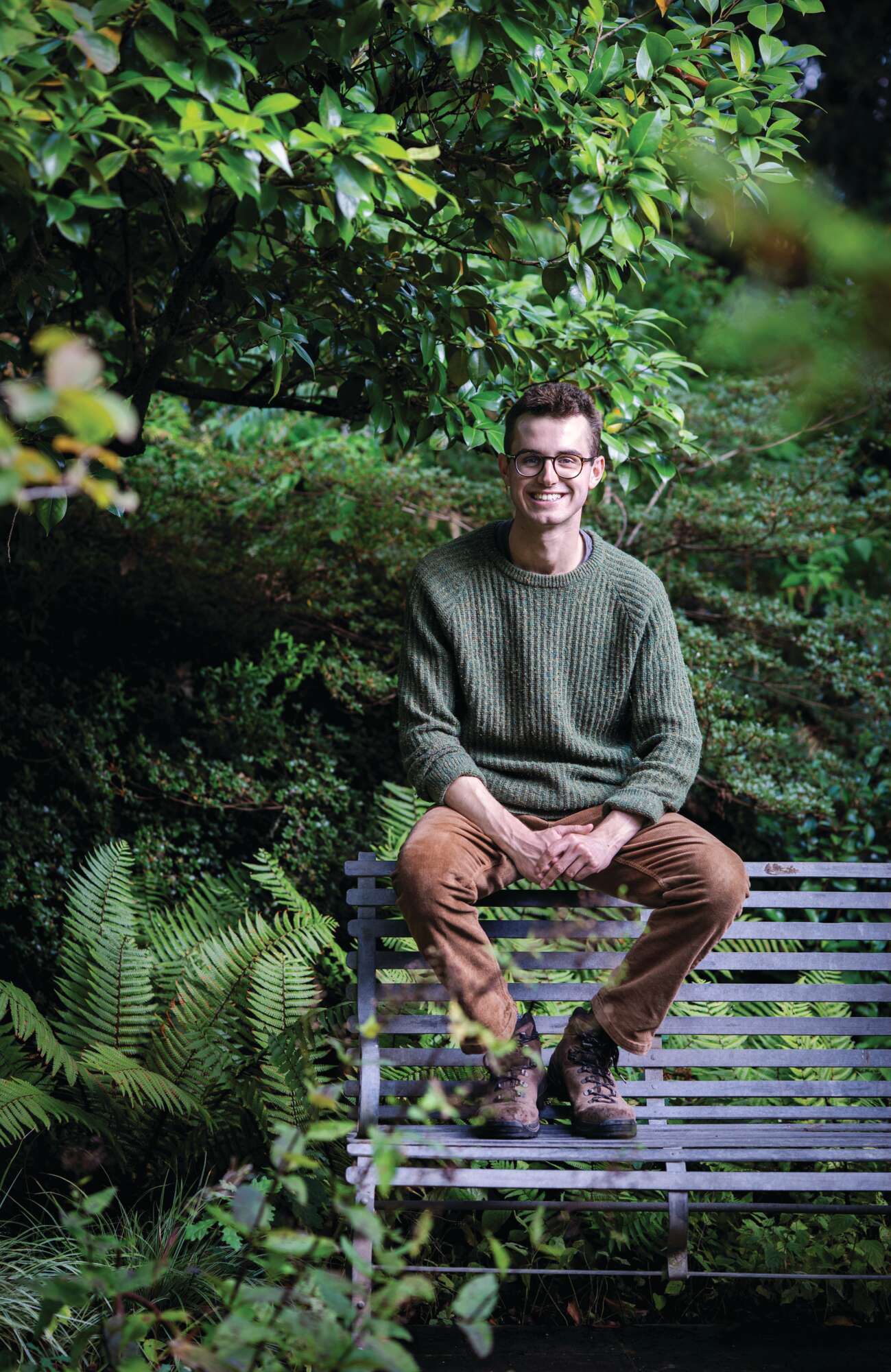 Jack Aldridge sitting on a bench