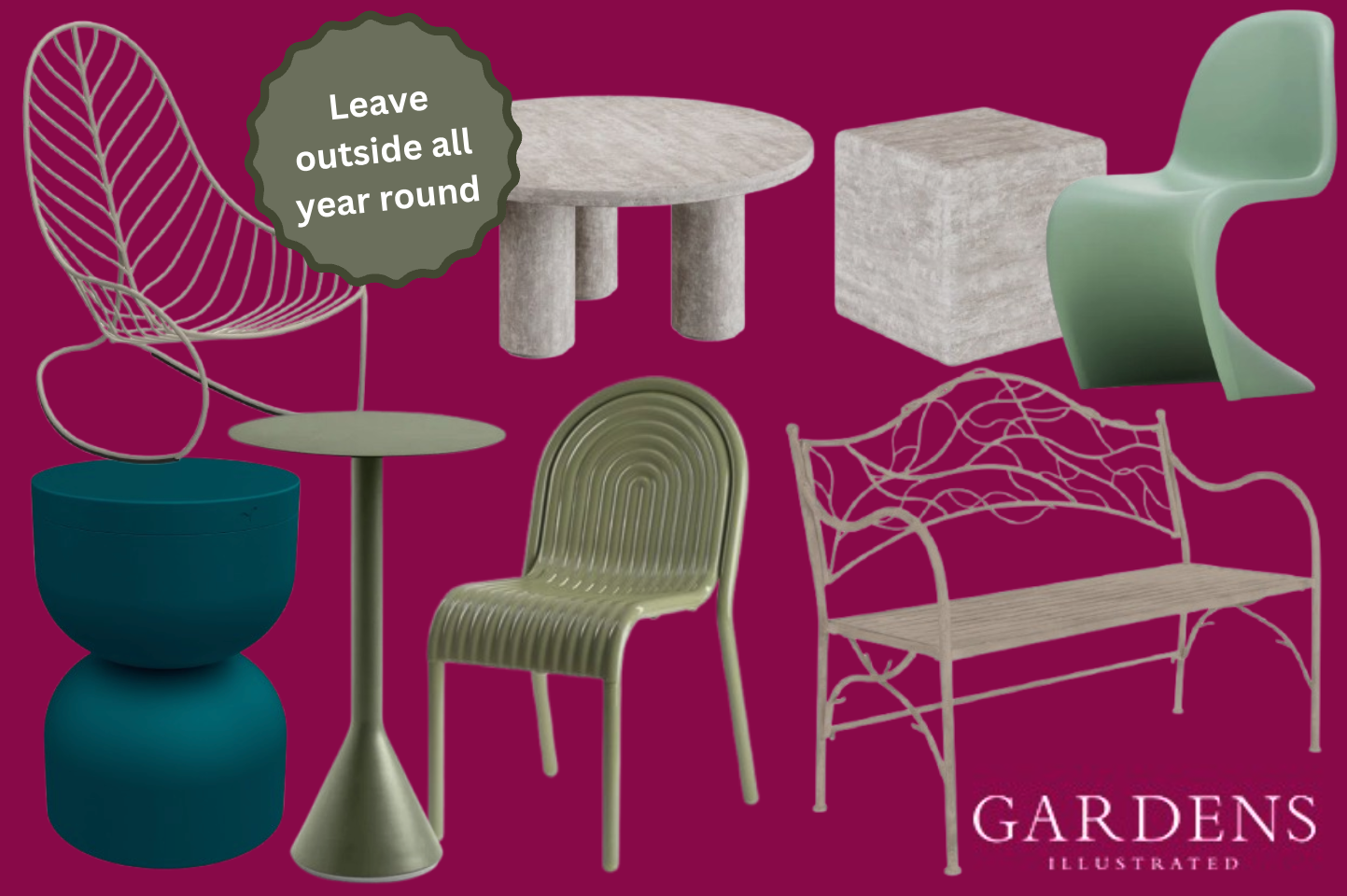 Garden furniture on a pink background