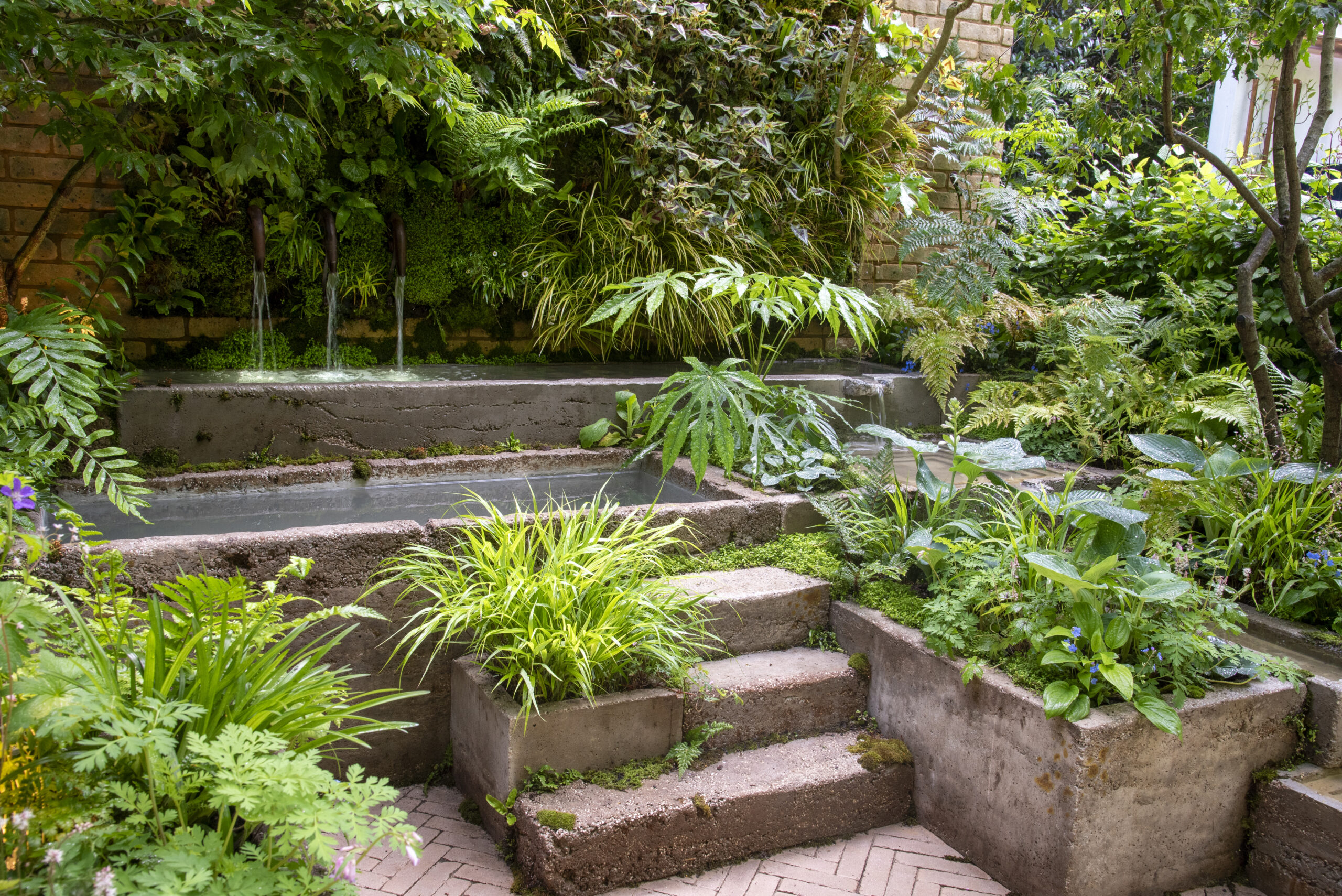 The Ecotherapy Garden at RHS Chelsea Flower Show. Designed by Tom Bannister. Container Garden.