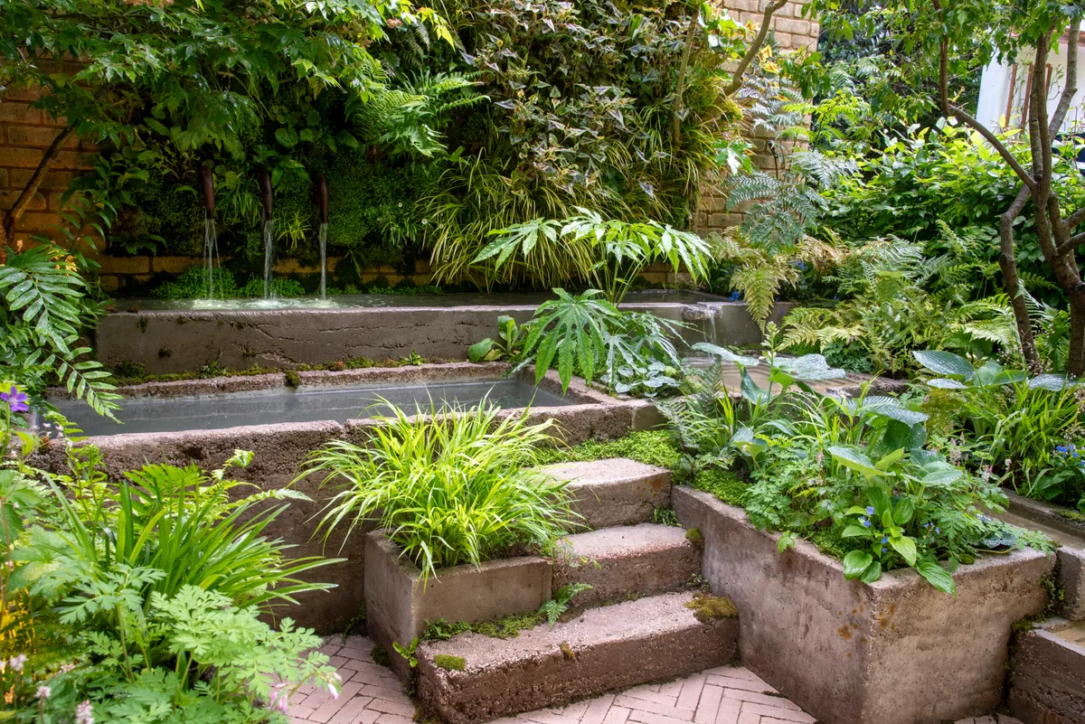 The Ecotherapy Garden at RHS Chelsea Flower Show. Designed by Tom Bannister. Container Garden.