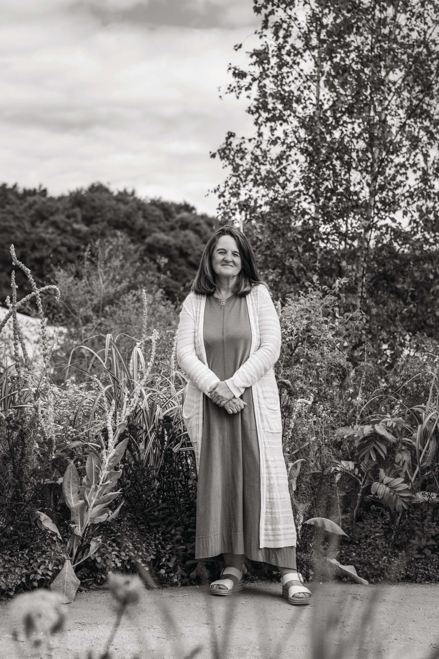 Woman stood in garden
