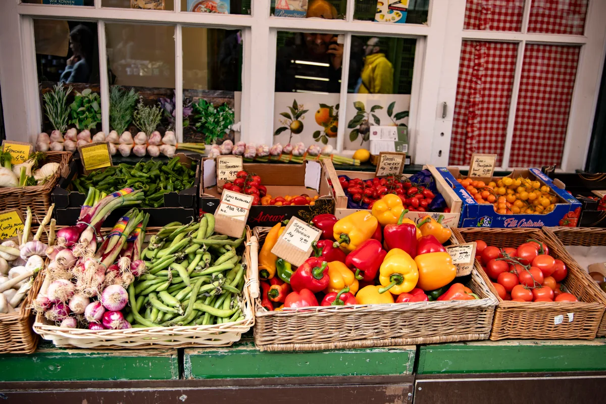 Vegetables on a stand