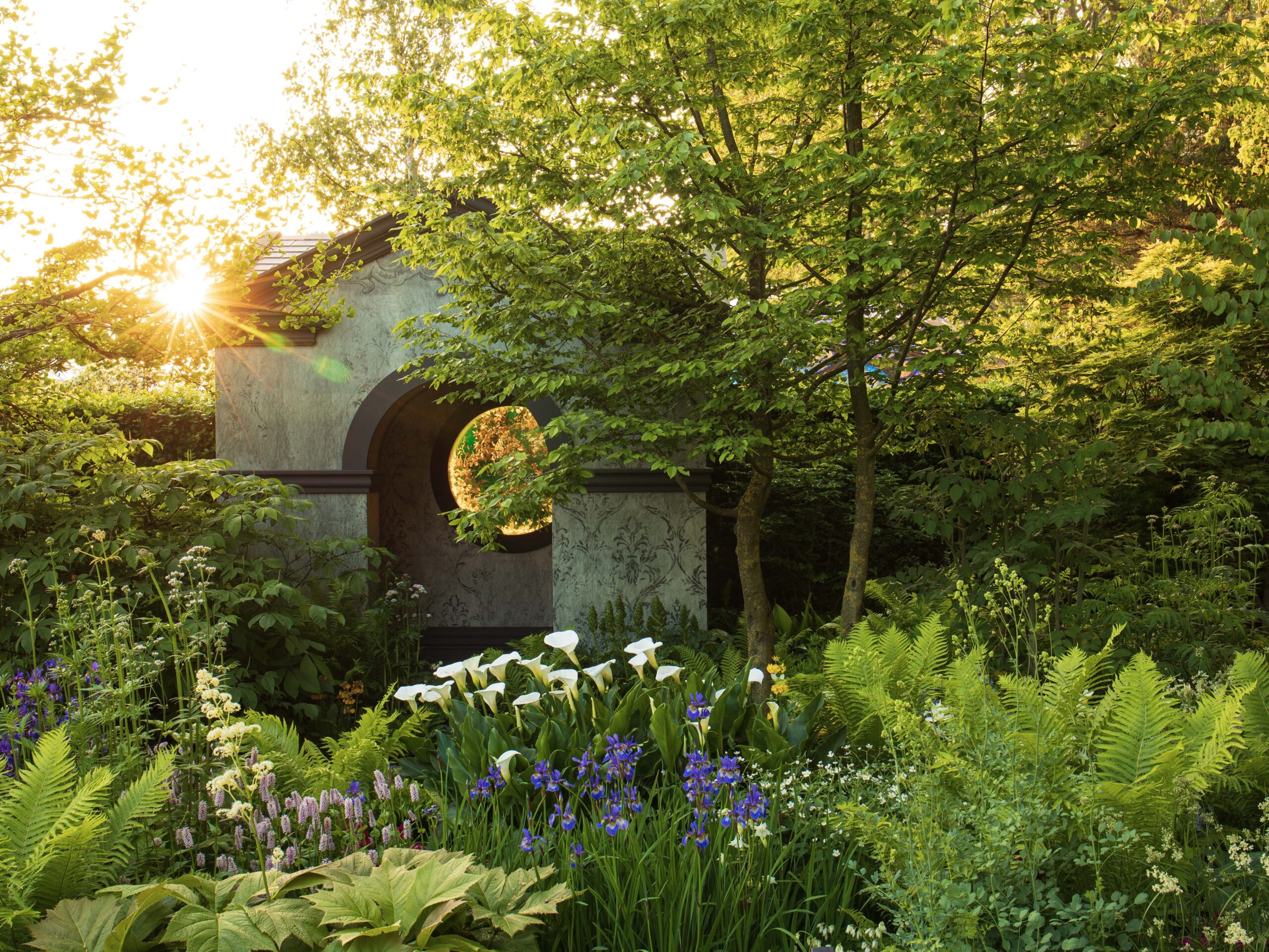 Chelsea Flower Show 2023: Myeloma UK - A Life Worth Living Garden. Designed by Chris Beardshaw. Sponsored by Myeloma UK and Project Giving Back. Show Garden.