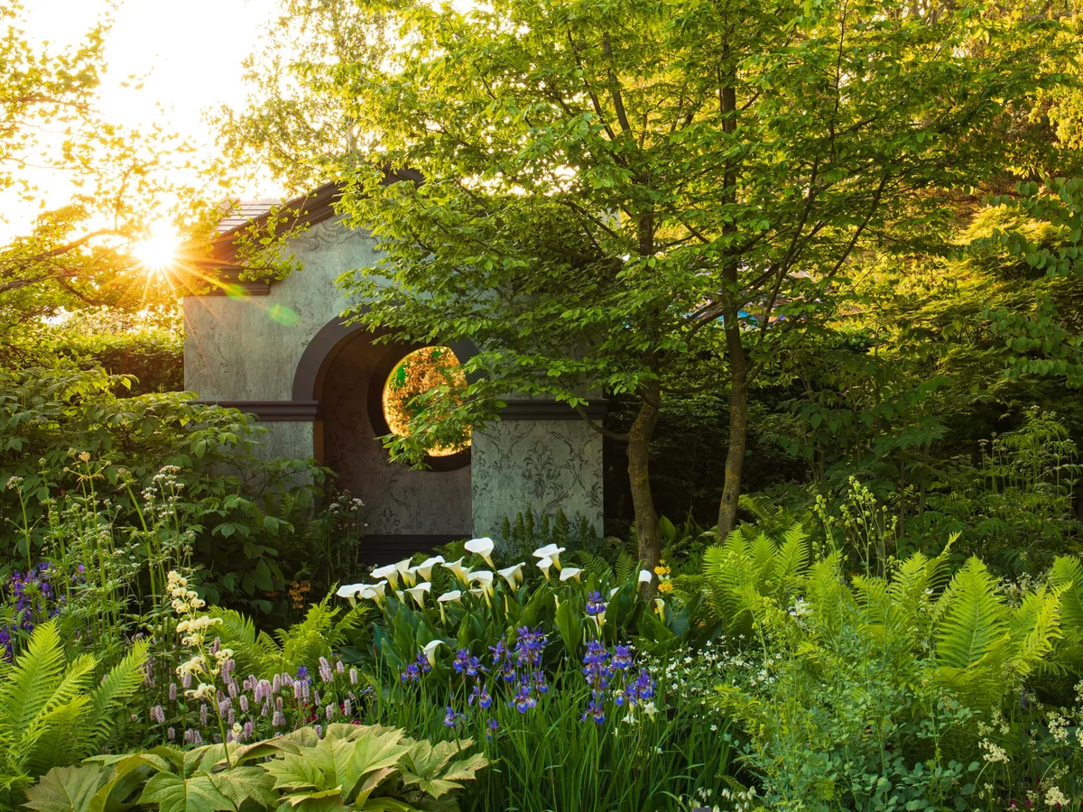 Chelsea Flower Show 2023: Myeloma UK - A Life Worth Living Garden. Designed by Chris Beardshaw. Sponsored by Myeloma UK and Project Giving Back. Show Garden.