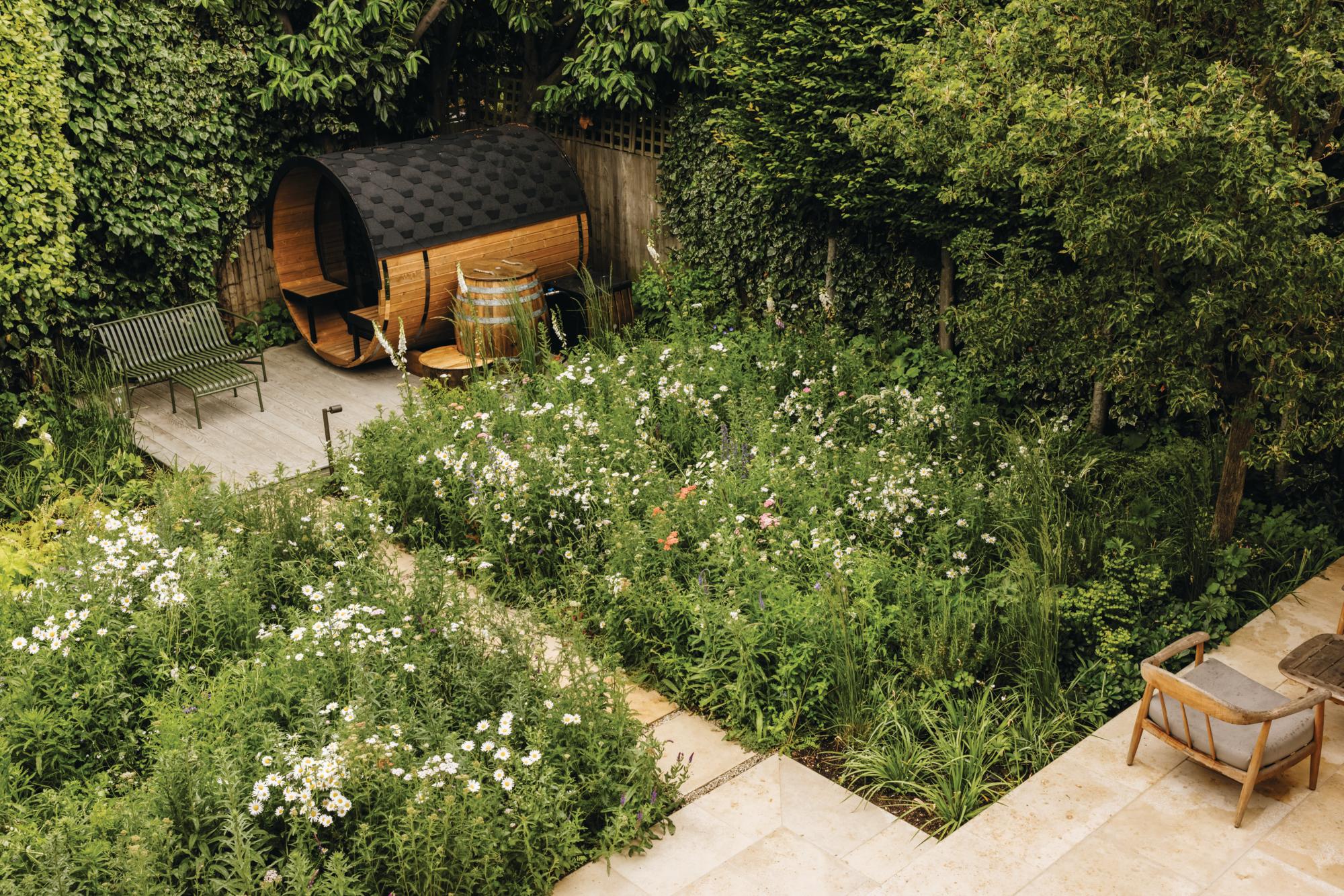 Garden designed by Alexandra Noble in west London with Sauna