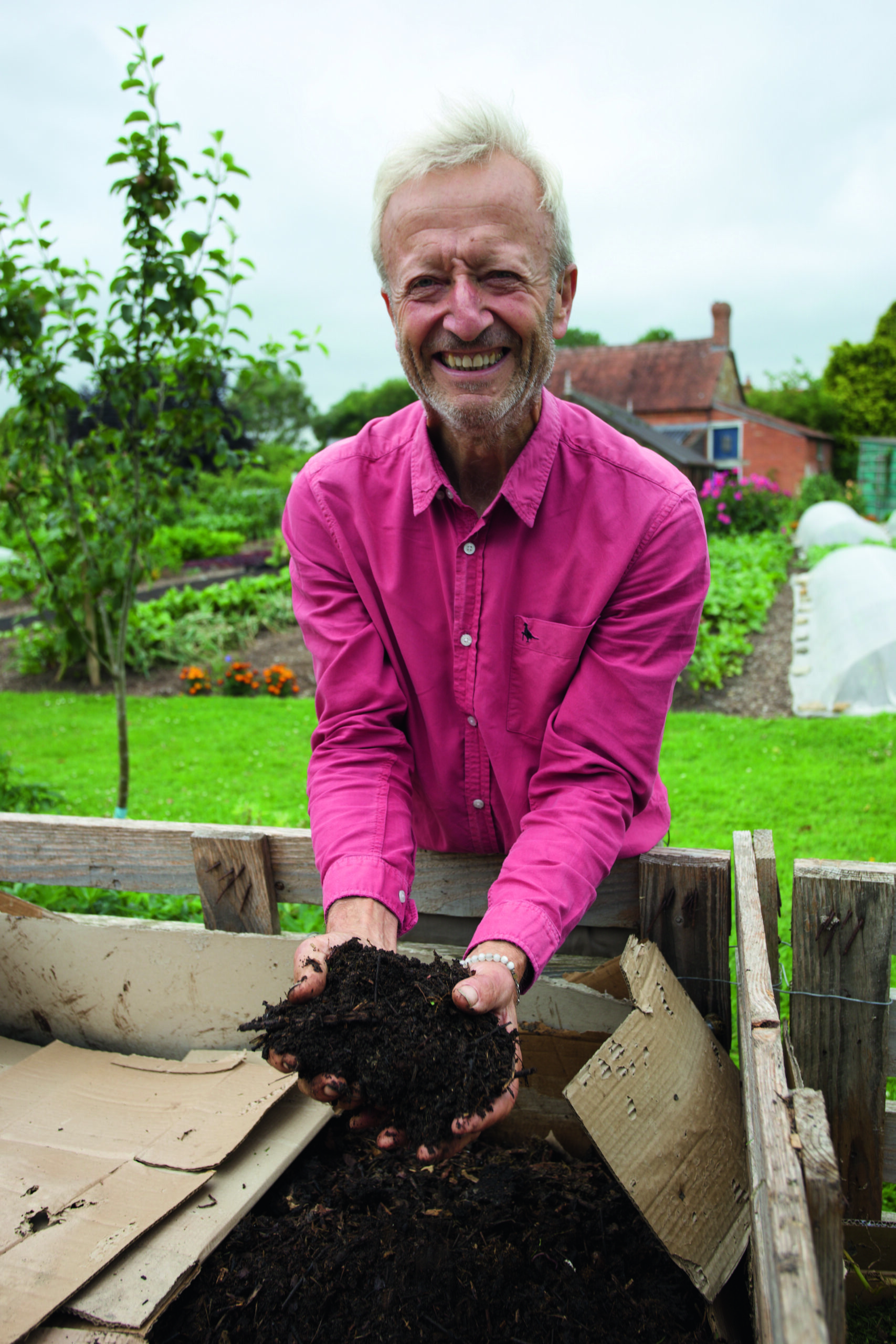Compost makes you happy: Charles Dowding with his compost heap