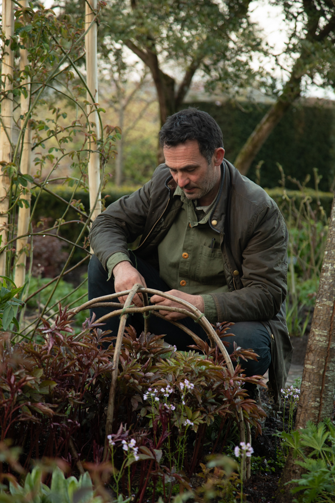 Troy Scott Smith creating peony supports at Sissinghurst