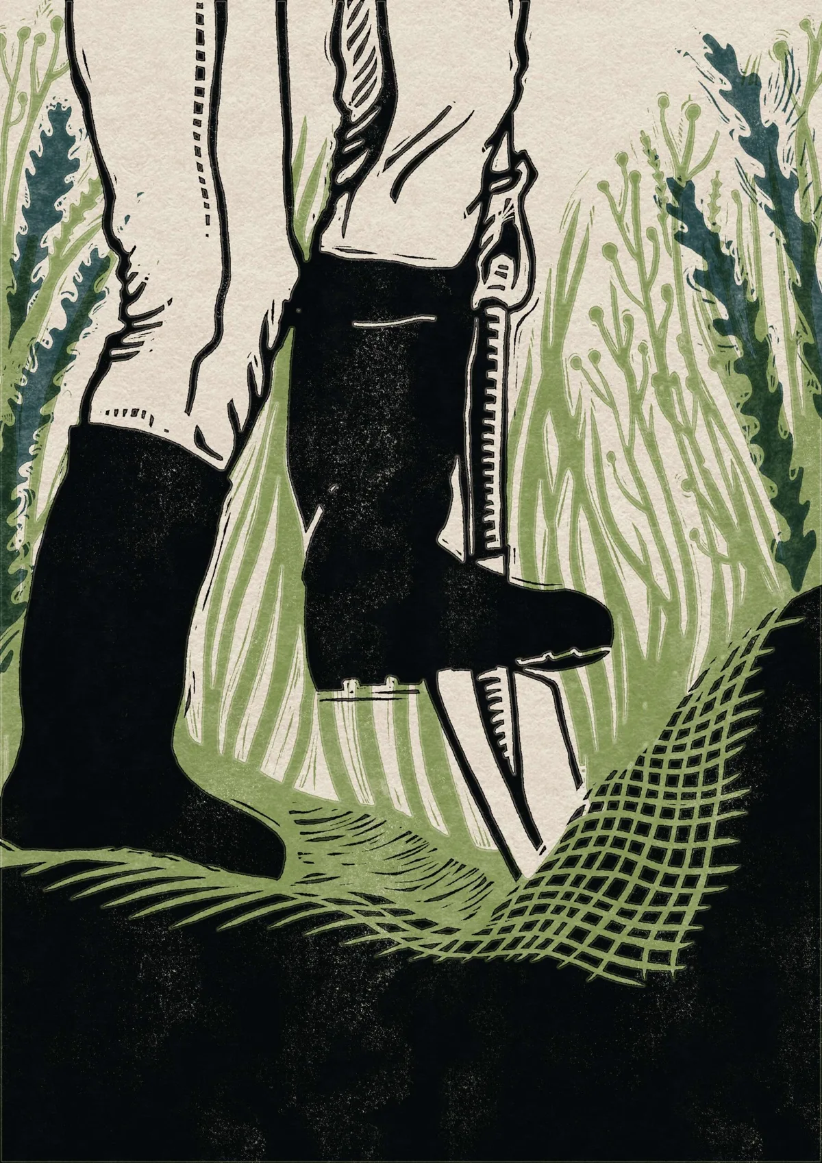 An illustration of a gardener digging