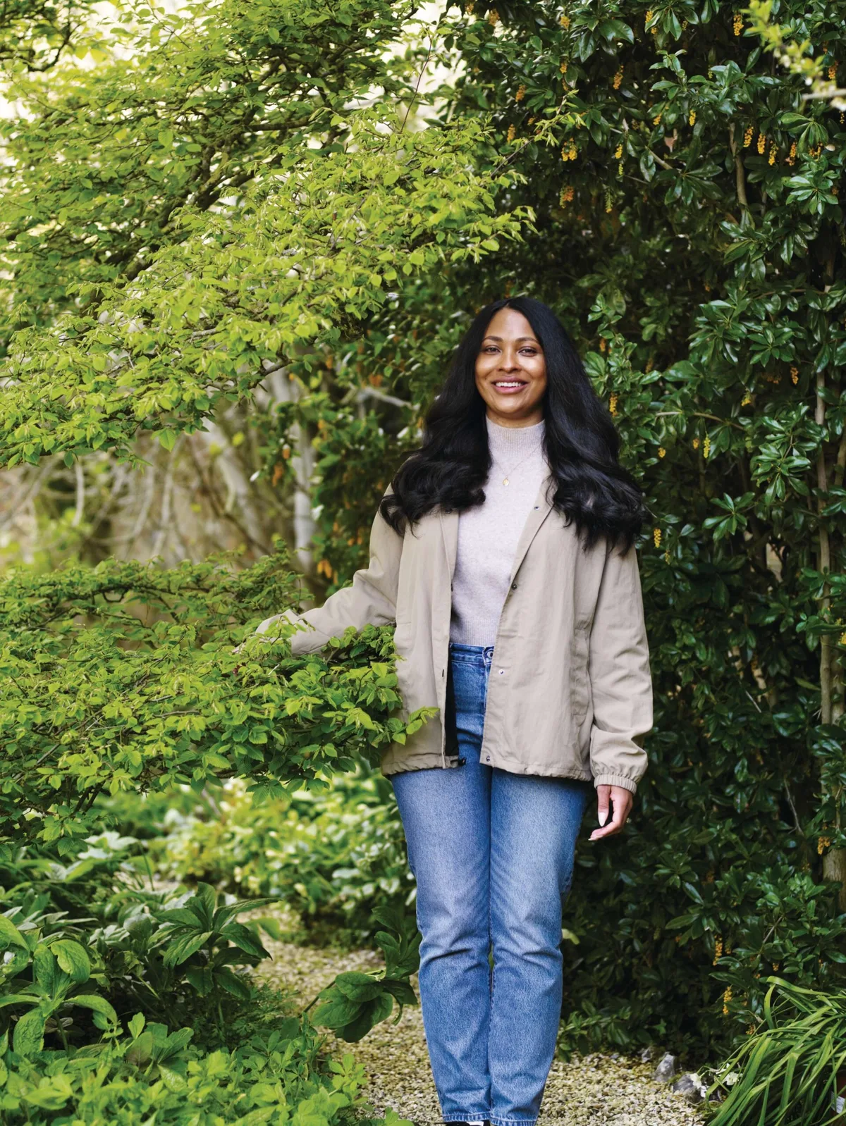 Woman stood in garden