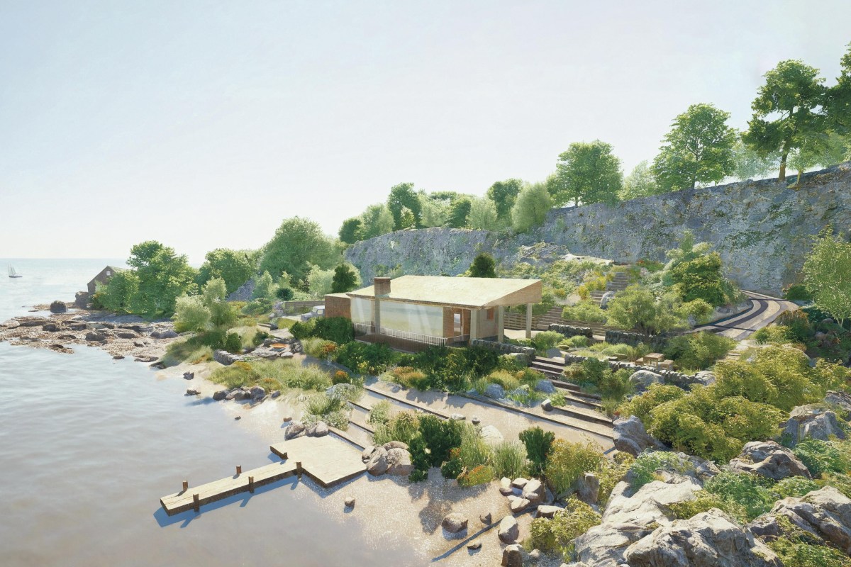 House and garden on shore