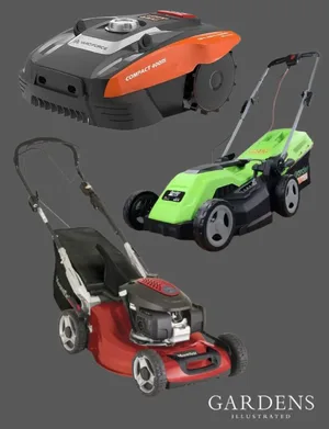 Mulching mowers Mulching mowers on a grey background