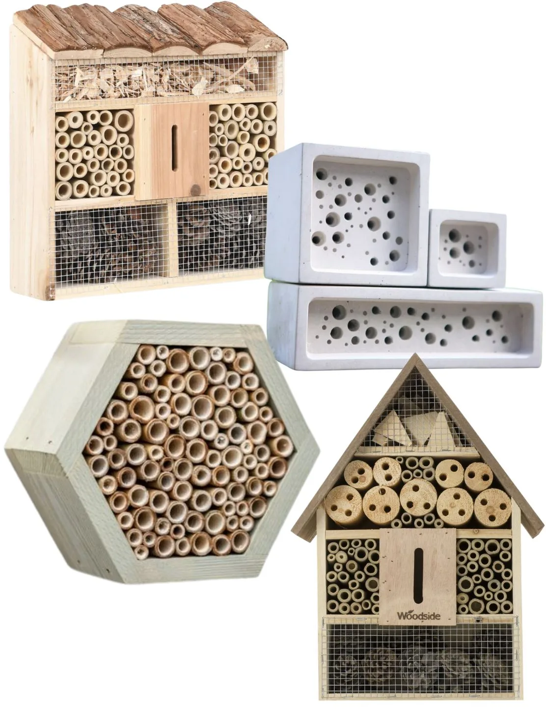 Insect houses on a white background