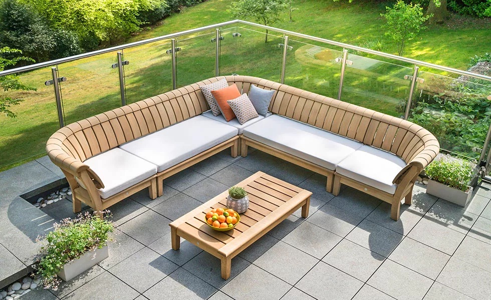 Gaze Burvill Splash Lounge Outdoor Sofa on a stone patio