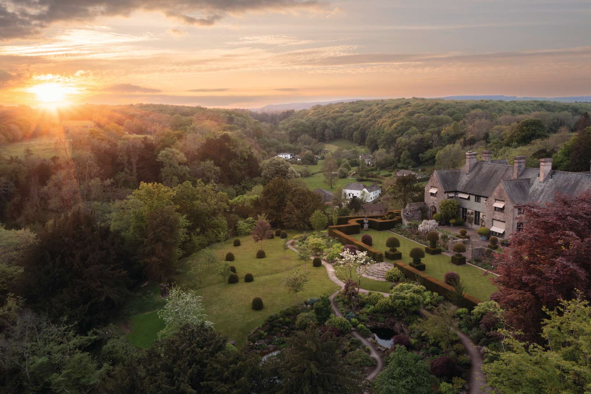 An aerial shot of Mounton House in Monmouthshire