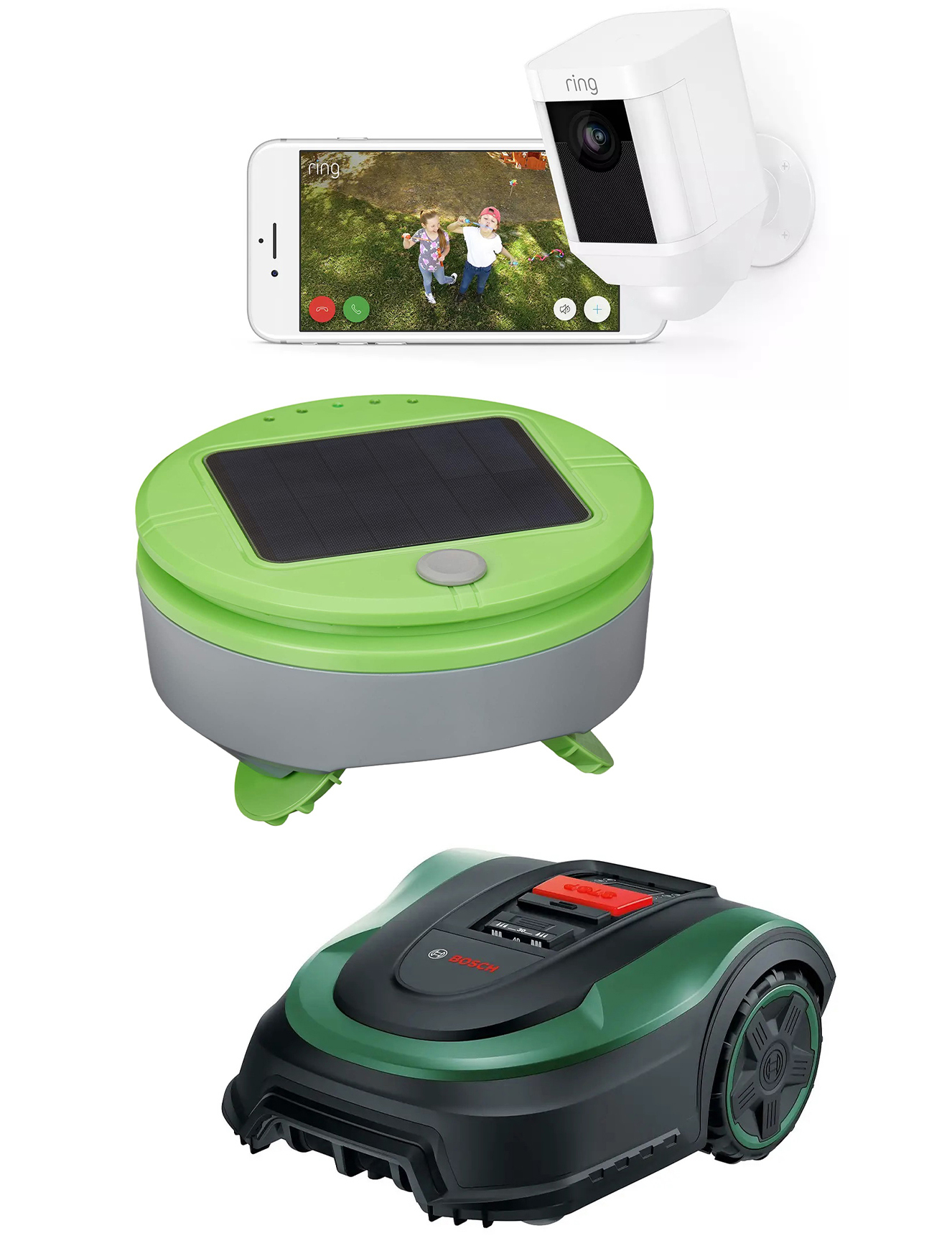 A selection of smart garden products on a white background