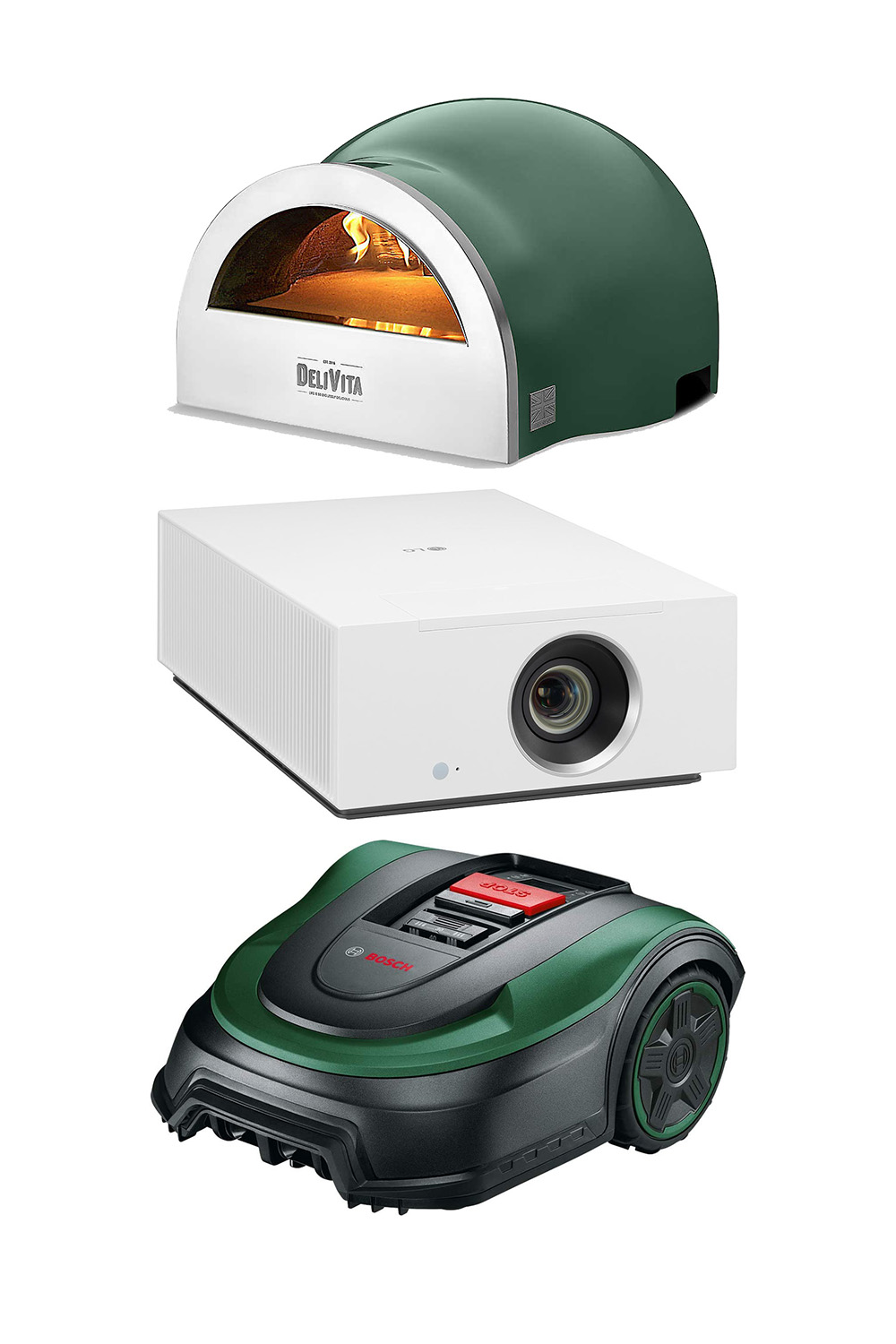 A selection of garden gadgets on a white background
