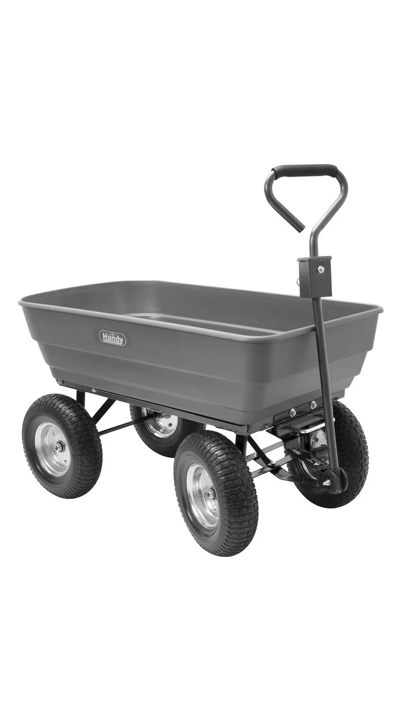 A grey garden trolley on a white background.